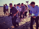 Reporter Ashley Parker transmitted these two different views of the campaign trail via Instagram. In the photo on the left, Mitt and Ann Romney stroll on the beach. On the right, the media pool chases after them. Reporter Ashley Parker transmitted these two different views of the campaign trail via Instagram. In the photo on the left, Mitt and Ann Romney stroll on the beach. On the right, the media pool chases after them.