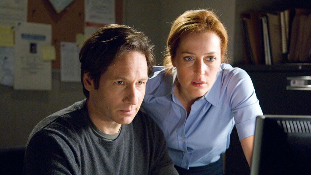 David Duchovny, left, and Gillian Anderson in the film The X-Files: I Want to Believe.
