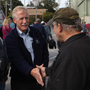 Former Maine Gov. Angus King, an independent candidate for the U.S. Senate, greets potential voters Oct. 1 in Bath, Maine.