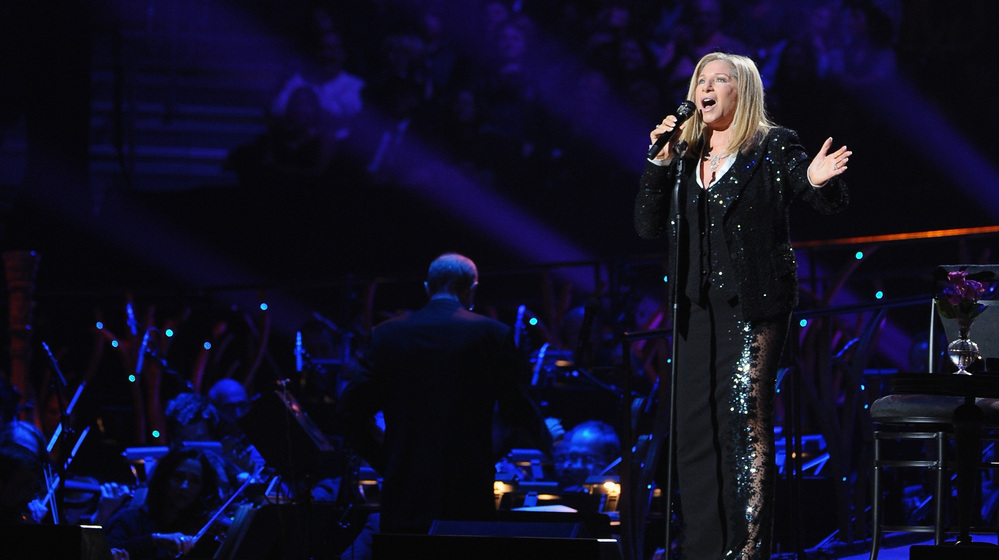Barbra Streisand on stage at the Barclays Center in Brooklyn on October 11, 2012