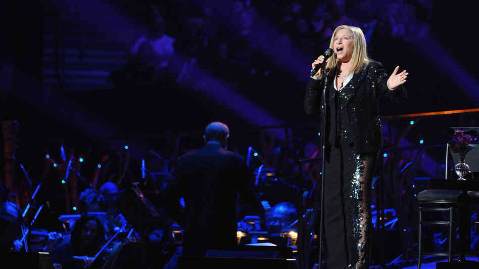 Barbra Streisand on stage at the Barclays Center in Brooklyn on October 11, 2012