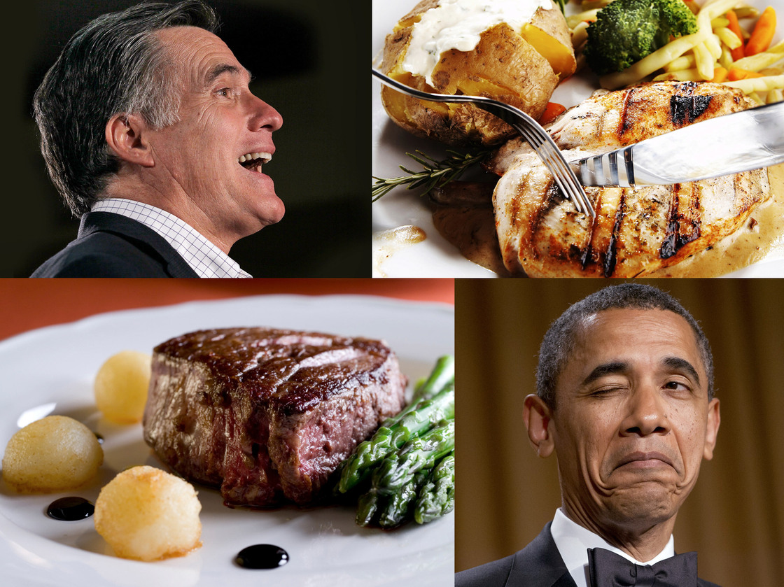 Each candidate chose a meat and potatoes dinner before the debate.