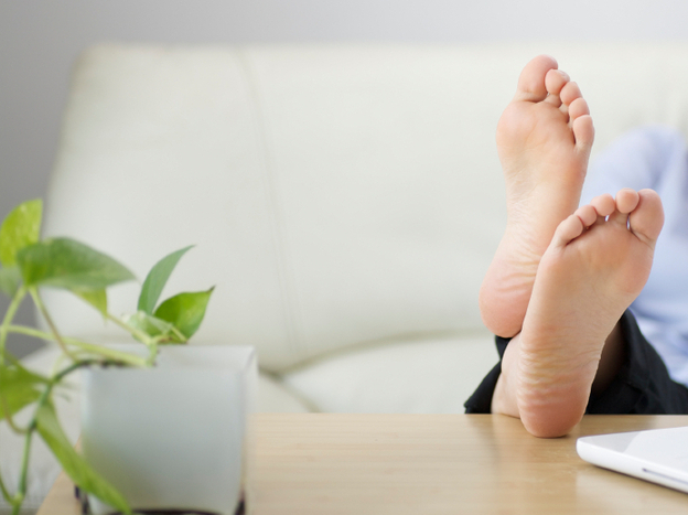 A woman's feet up to relax.