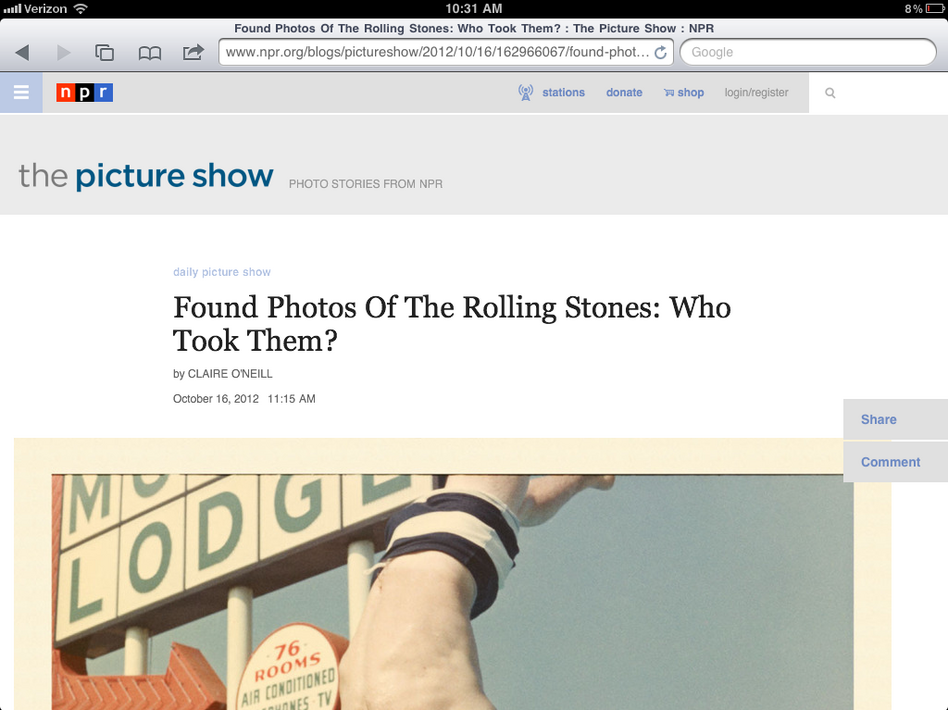 After: The Picture Show blog on a tablet device.