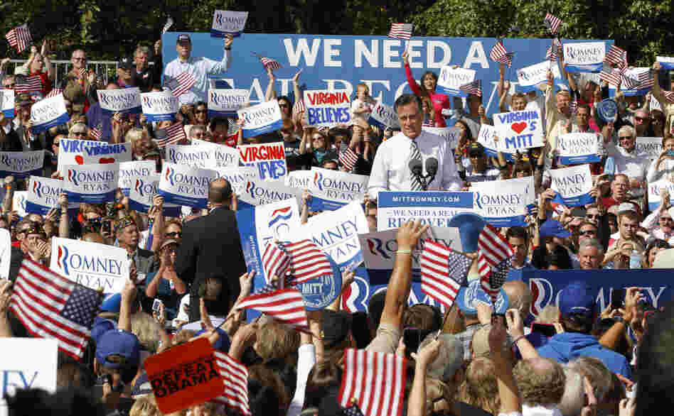 GOP presidential nominee Mitt Romney at a rally in Chesapeake, Va., on Wednesday.