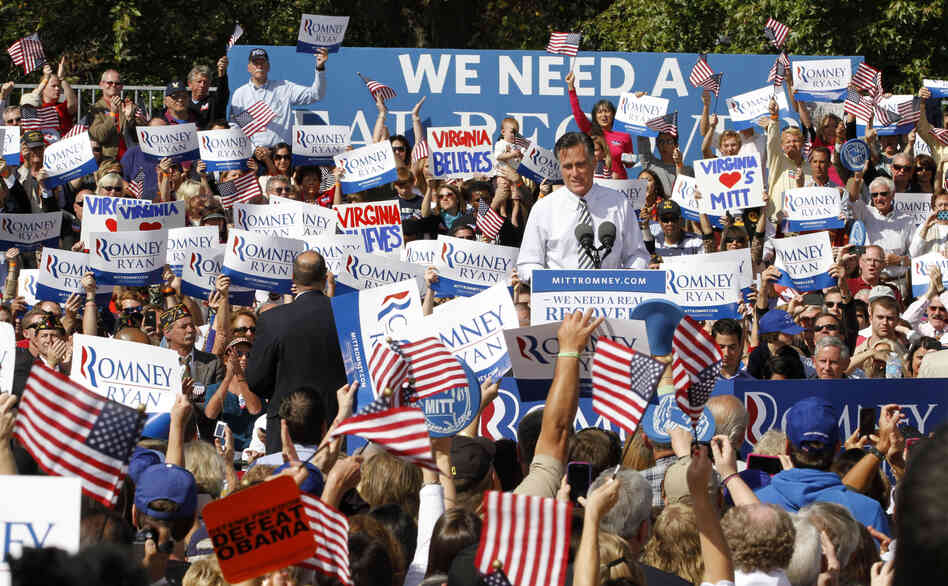 GOP presidential nominee Mitt Romney at a rally in Chesapeake, Va., on Wednesday.