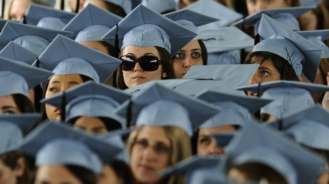 How bright is their future? Students at Barnard College's graduation ceremony last May.