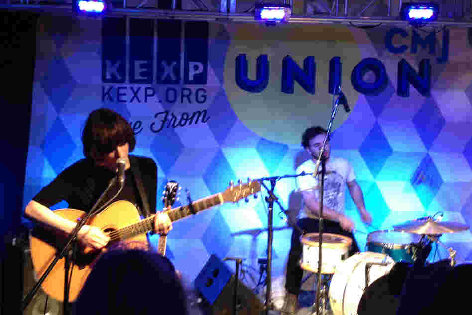 Elena Tonra (left) led the British trio Daughter at an event broadcast from the Union Square Ballroom by Seattle's KEXP.