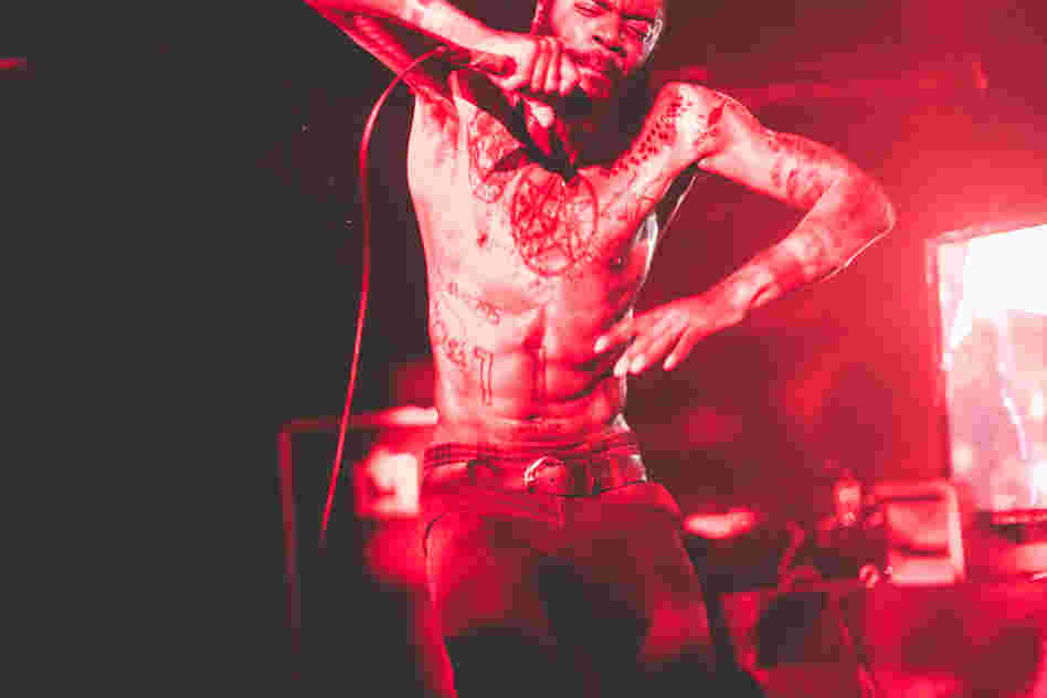Stefan Burnett, a.k.a. MC Ride, of the band Death Grips, during the band's sweaty, intense set during the CMJ Music Marathon.
