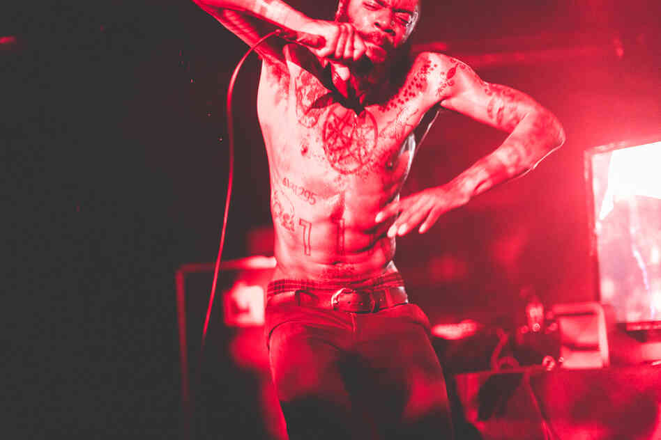 Stefan Burnett, a.k.a. MC Ride, of the band Death Grips, during the band's sweaty, intense set during the CMJ Music Marathon.