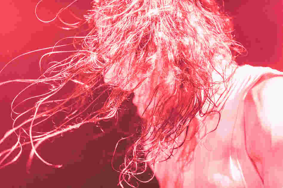 Drummer Zach Hill of Death Grips, during the group's speaker-busting set at (Le) Poisson Rouge.