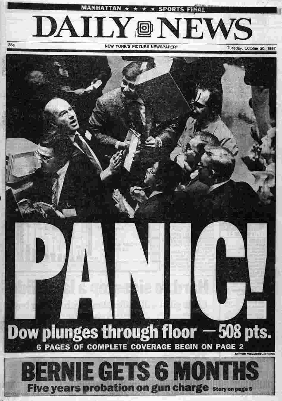 The Dow Jones industrial average dropped more than 500 points on Oct. 19, 1987, in the stock market crash known as Black Monday.
