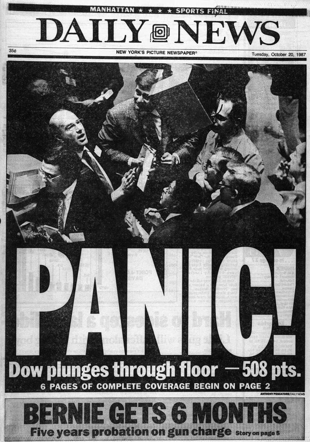 The Dow Jones industrial average dropped more than 500 points on Oct. 19, 1987, in the stock market crash known as Black Monday.