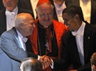 Republican presidential candidate Sen. John McCain (left) and Democratic presidential candidate Barack Obama at the Alfred E. Smith Memorial Foundation Dinner on Oct. 16, 2008. At center is Bishop Edward Michael Cardinal Egan. Republican presidential candidate Sen. John McCain (left) and Democratic presidential candidate Barack Obama at the Alfred E. Smith Memorial Foundation Dinner on Oct. 16, 2008. At center is Bishop Edward Michael Cardinal Egan.