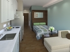 The development firm Panoramic Interests is building about two dozen "micro-apartments" in San Francisco. The company is poised to offer even smaller units if the city approves a proposed new minimum size of 220 square feet. The development firm Panoramic Interests is building about two dozen "micro-apartments" in San Francisco. The company is poised to offer even smaller units if the city approves a proposed new minimum size of 220 square feet.