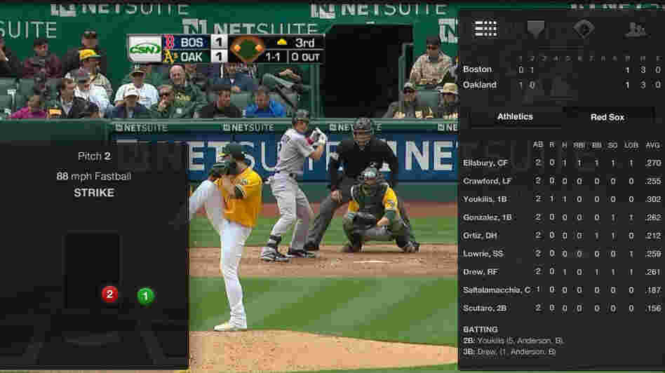 The iPad version of MLB At Bat app enables fans to connect with their favorite baseball teams when they're on the go.