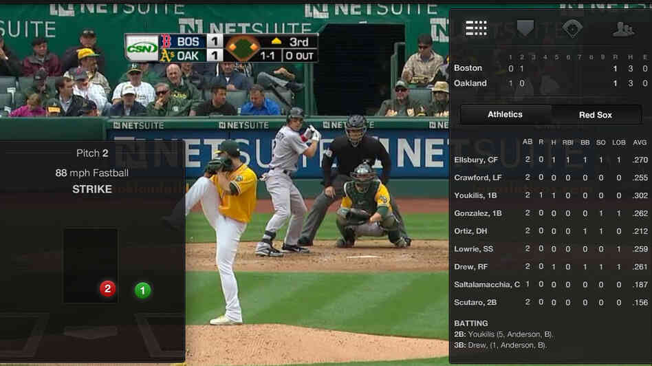 The iPad version of MLB At Bat app enables fans to connect with their favorite baseball teams when they're on the go.