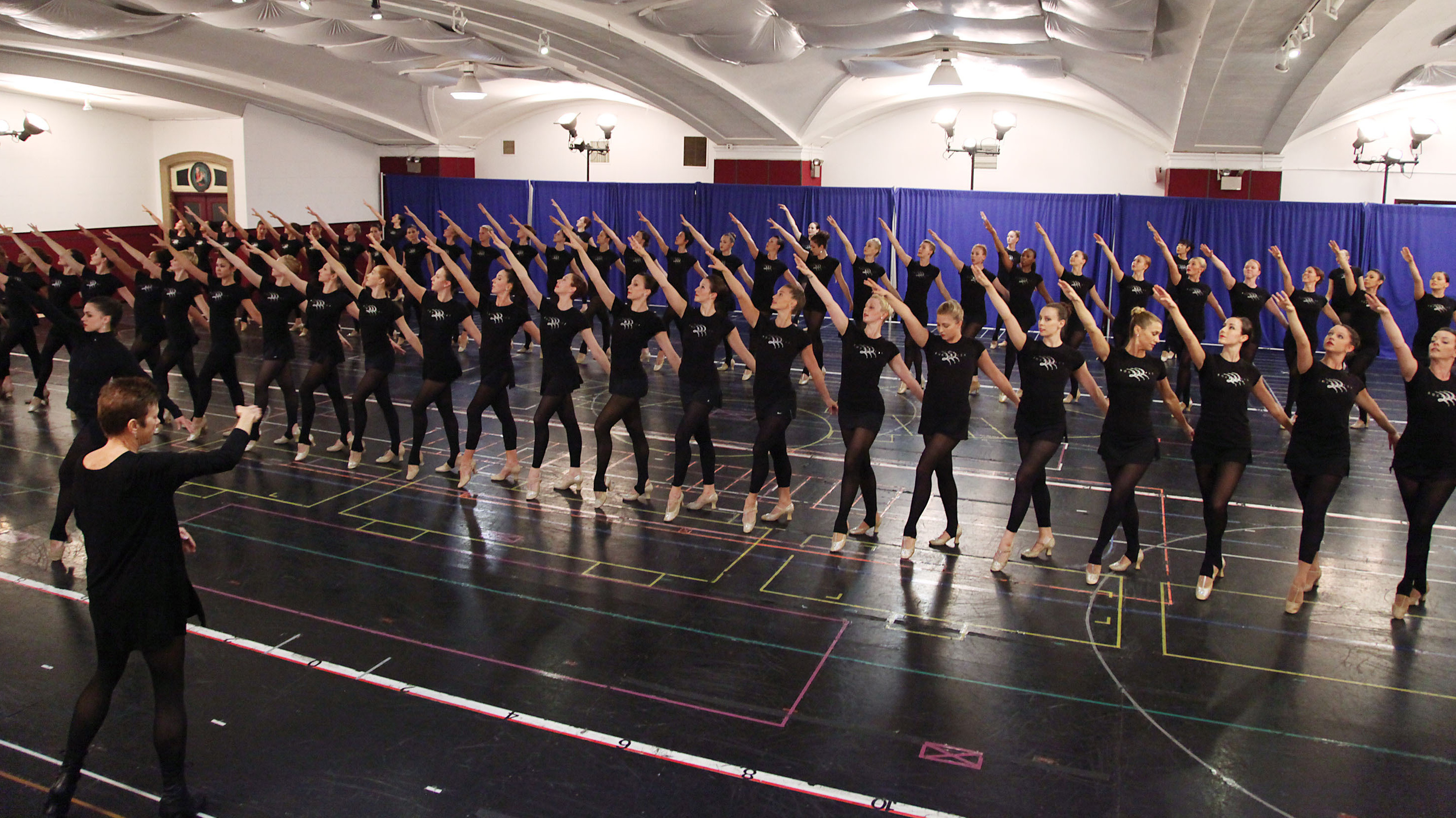 Linda Haberman (L), Director and Choreographer of the Radio City Christmas Spectacular directs The Rockettes at the 2012 Radio City Christmas Spectacular Rehearsals this week in New York.
