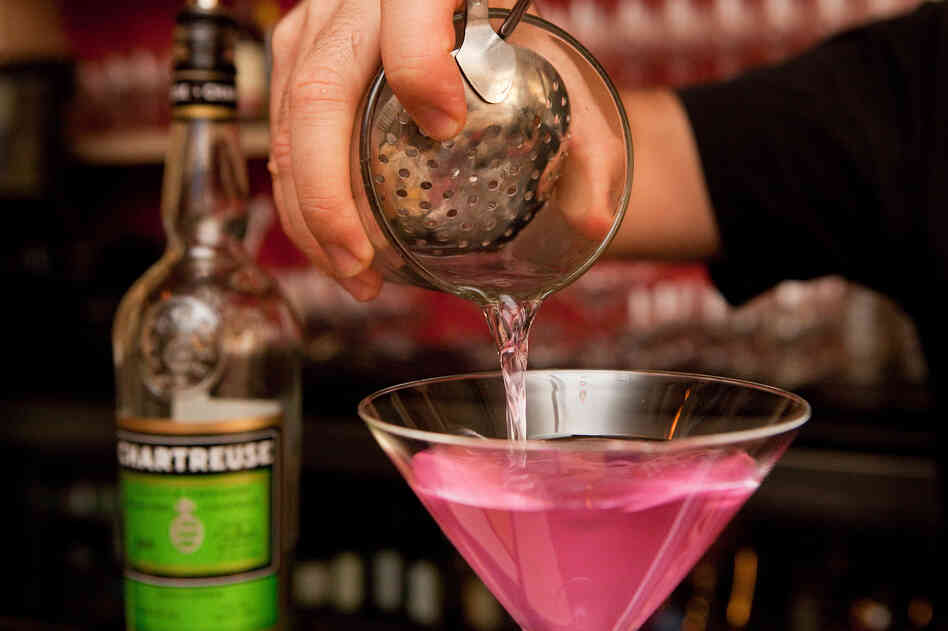 He pours.