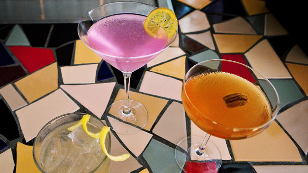 Three of Josh Berner's fat-infused cocktails. From left: Play It Sam, United Colors of Basilton and Chile Manteca Y Dulce. Scroll down for the recipes.