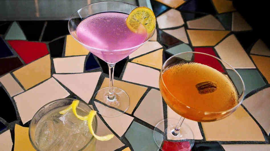 Three of Josh Berner's fat-infused cocktails. From left: Play It Sam, United Colors of Basilton and Chile Manteca Y Dulce. Scroll down for the recipes.