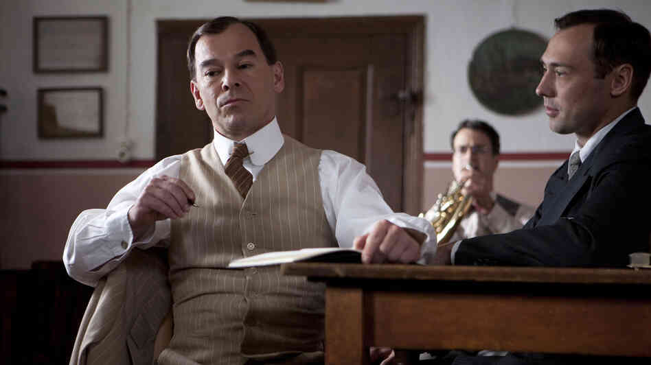 Bronislaw Huberman (Thomas Kornmann) holds auditions for the Palestine Symphony Orchestra in a reenactment featured in Josh Aronson's Orchestra of Exiles. Bronislaw Huberman (Thomas Kornmann) holds auditions for the Palestine Symphony Orchestra in a reenactment featured in Josh Aronson's Orchestra of Exiles.