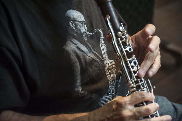 Clarinet and saxophone player Paquito D'Rivera wore a James Moody T-shirt during a recent recording session in Brazil.