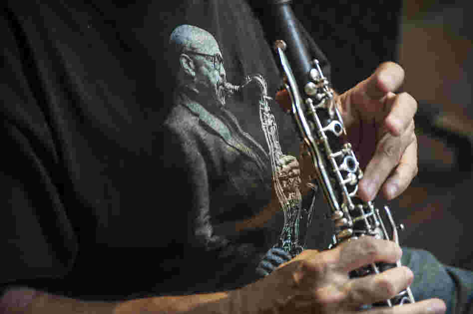 Clarinet and saxophone player Paquito D'Rivera wore a James Moody T-shirt during a recent recording session in Brazil.