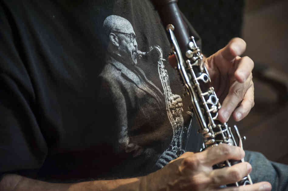 Clarinet and saxophone player Paquito D'Rivera wore a James Moody T-shirt during a recent recording session in Brazil.