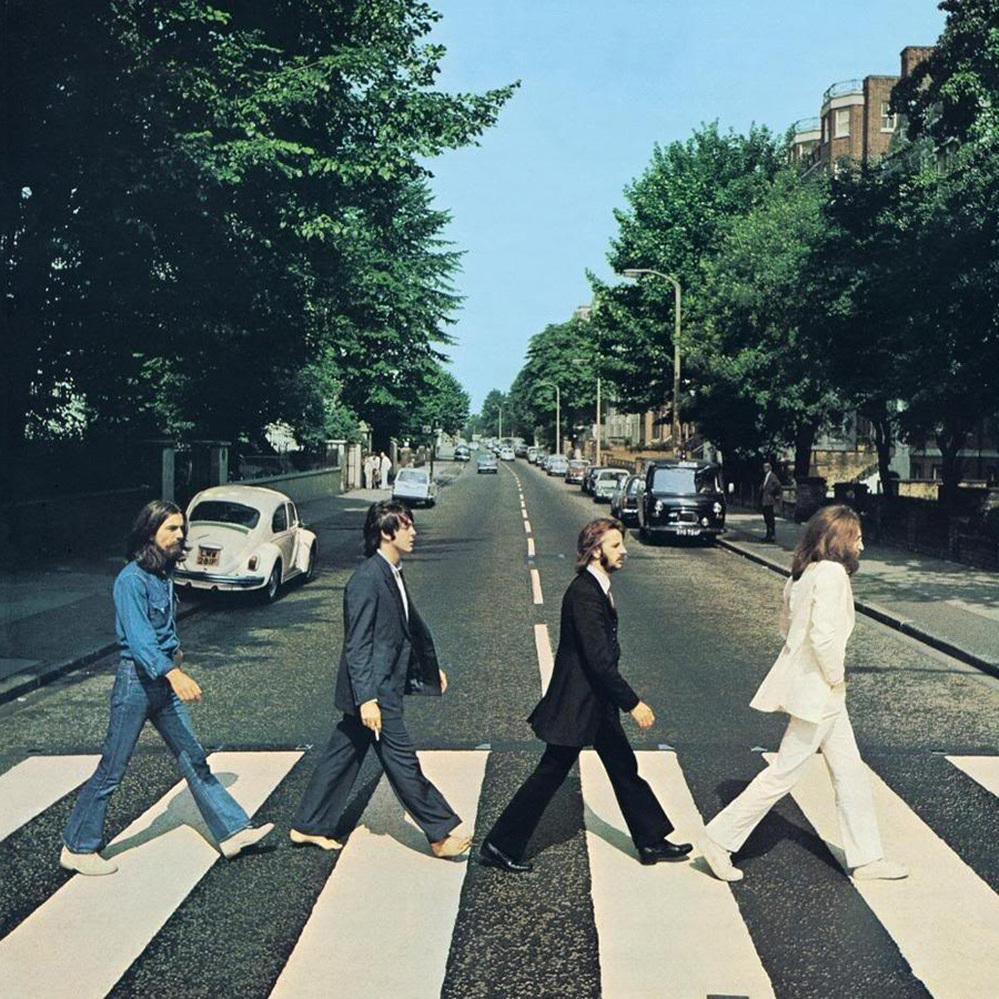 The iconic cover of The Beatles' Abbey Road.