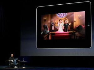 Steve Jobs demonstrates the movie function of the iPad in 2010. The introduction of the tablet as a means of watching movies and television shows contributed to changing viewing habits. Steve Jobs demonstrates the movie function of the iPad in 2010. The introduction of the tablet as a means of watching movies and television shows contributed to changing viewing habits.
