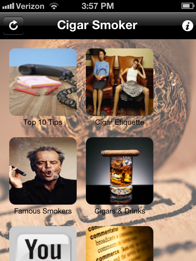 The iPhone app Cigar Smoker has monthly giveaways, contests and instructions for how to start smoking.