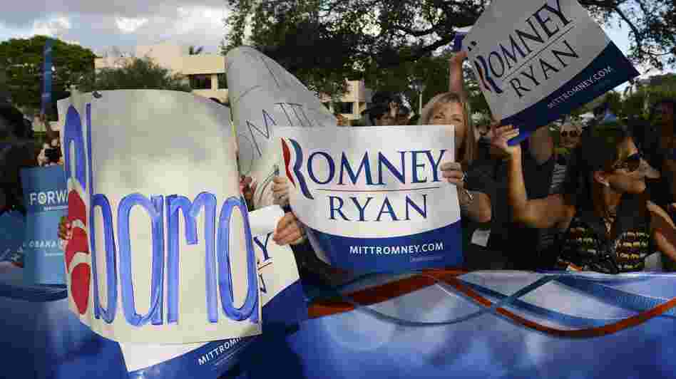 Earlier today in Boca Raton, Fla., supporters of Republican presidential nominee Mitt Romney and President Obama gathered at Lynn University, where tonight's debate is being held. Earlier today in Boca Raton, Fla., supporters of Republican presidential nominee Mitt Romney and President Obama gathered at Lynn University, where tonight's debate is being held.