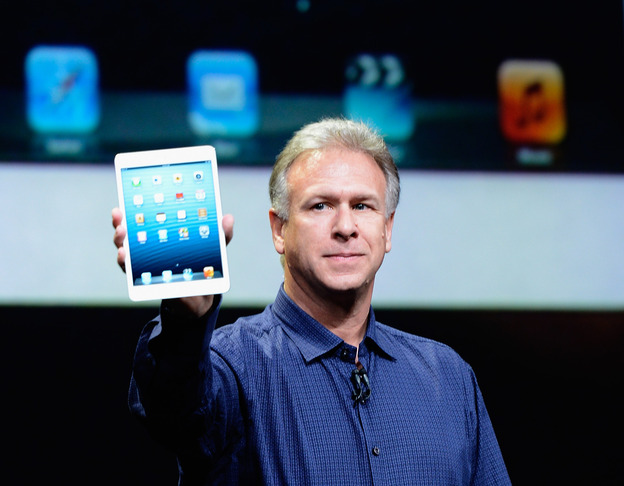 Apple Senior Vice President of Worldwide product marketing Phil Schiller announces the new iPad Mini during an Apple special event at the historic California Theater on Tuesday.
