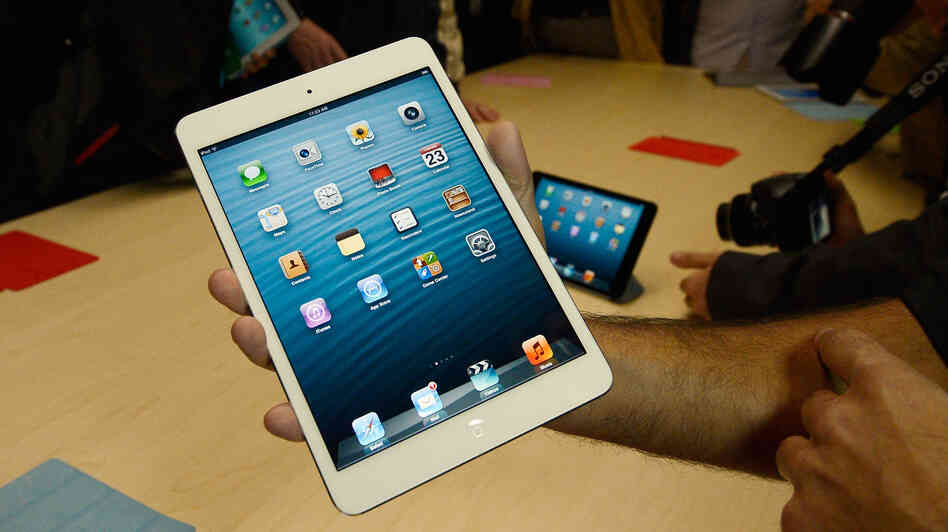 The new iPad Mini is displayed after its unveiling at an Apple event in San Jose, Calif., on Tuesday.