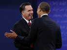 Mitt Romney shakes hands with President Obama after their final debate Monday in Boca Raton, Fla. Mitt Romney shakes hands with President Obama after their final debate Monday in Boca Raton, Fla.