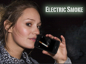 The iPhone app Electronic Smoke simulates smoking by detecting sound waves. When you breathe into the microphone, the virtual cigarette burns. The iPhone app Electronic Smoke simulates smoking by detecting sound waves. When you breathe into the microphone, the virtual cigarette burns.