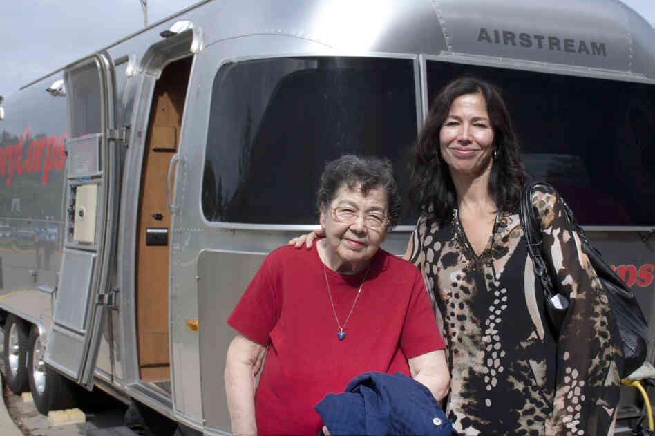Florencia Radelat, left, stands with her daughter Carmen Radelat after finishing their StoryCorps interview. Florencia Radelat, left, stands with her daughter Carmen Radelat after finishing their StoryCorps interview.