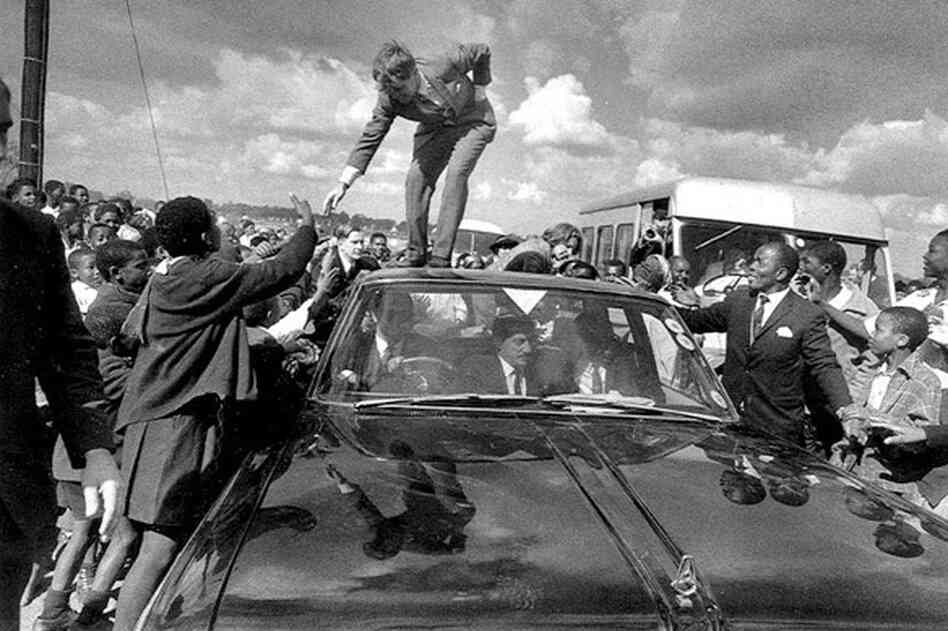 Robert Kennedy, younger brother of John F. Kennedy, visits Soweto in 1966.