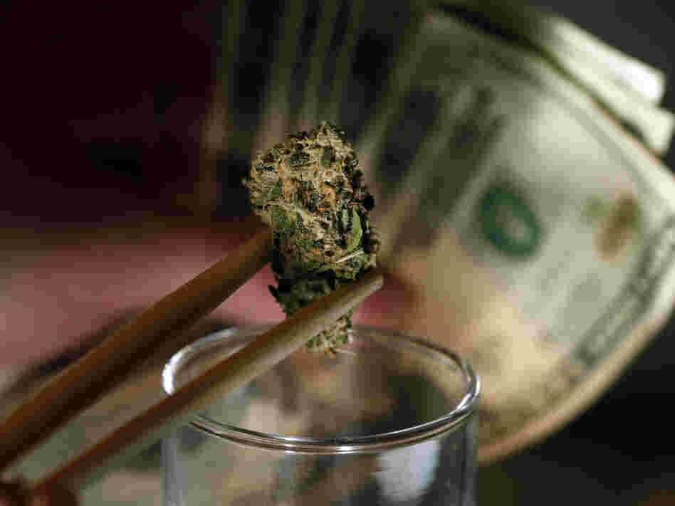 A marijuana bud at a marijuana dispensary in Denver. Colorado, Oregon and Washington could become the first to legalize marijuana this fall.
