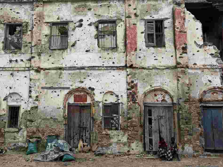 This building, like many others in Mogadishu, has been gutted by years of street fighting. Rebuilding will be a massive undertaking, but construction companies are returning.