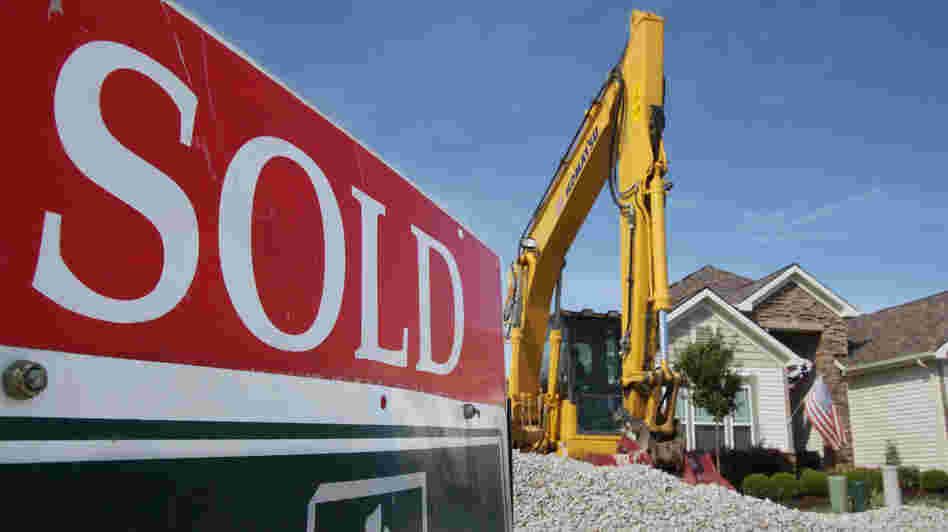 A sign of the times at a building site in Ohio earlier this year.