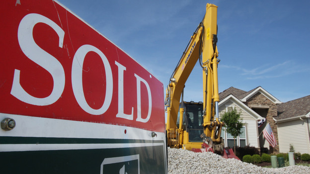 A sign of the times at a building site in Ohio earlier this year. (The Plain Dealer /Landov)