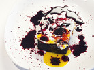 Blood Cake With Fried Egg, splattered with pig's blood for a spooky effect (NOT a serving suggestion) Blood Cake With Fried Egg, splattered with pig's blood for a spooky effect (NOT a serving suggestion)