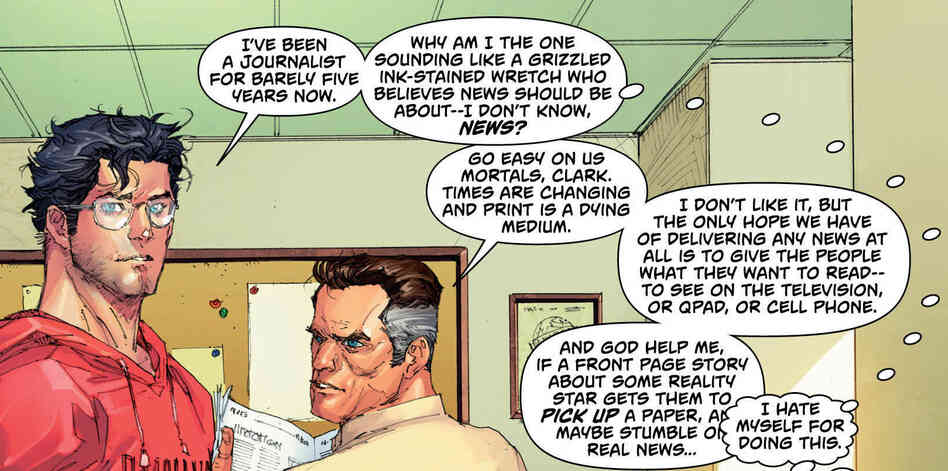 In Superman #13, Clark Kent gets his ink-stained kvetch on.