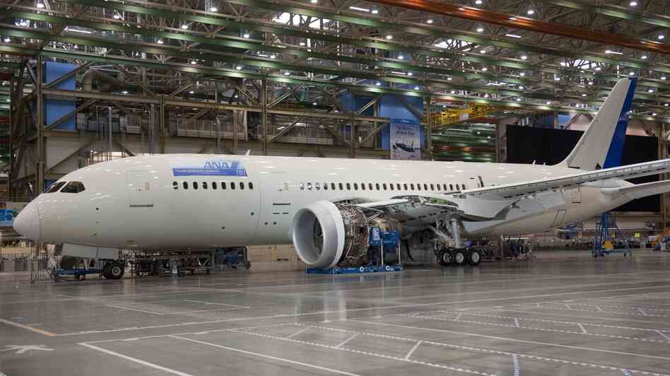 A Boeing 787 Dreamliner aircraft at the company's factory in Everett, Wash. Orders for aircraft drove the increase in demand for durable goods last month.