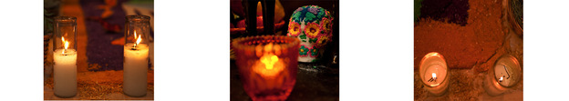 Candles light the pathway for the visiting spirits.
