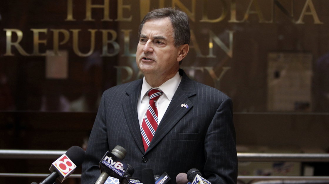 Indiana Republican Senate candidate Richard Mourdock holds a news conference Wednesday in Indianapolis to address his comments about rape and abortion.