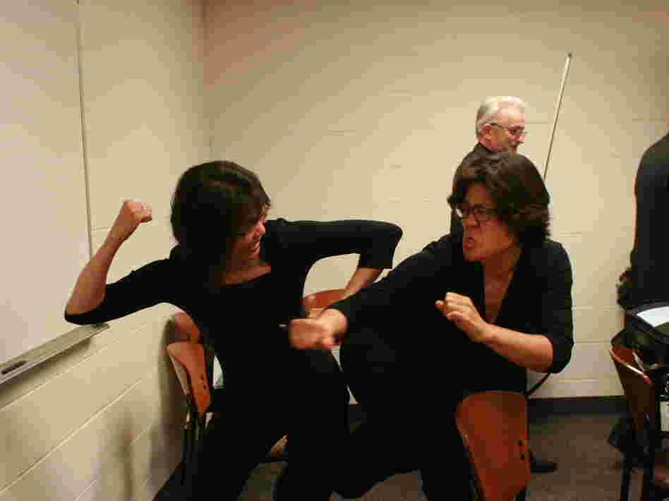 St. Paul Chamber Orchestra violists Evelina Chao and Maiya Papach wage battle in happier times.