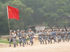"The Defense of Yan'an" re-enacts a 1947 battle to protect Mao Zedong's Communist stronghold during the Chinese Civil War from the Nationalists, who fled to Taiwan. "The Defense of Yan'an" re-enacts a 1947 battle to protect Mao Zedong's Communist stronghold during the Chinese Civil War from the Nationalists, who fled to Taiwan.